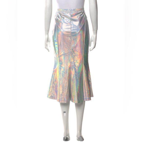 Norma Kamali Holographic Iridescent Metallic Mermaid Trumpet Midi Skirt size M - Picture 6 of 15